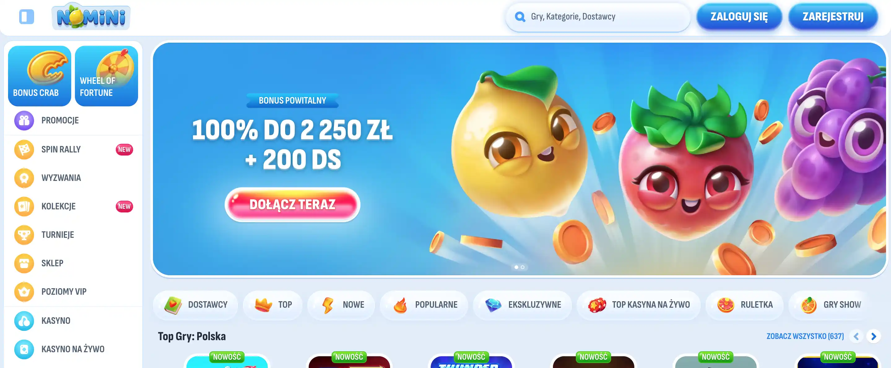Nomini Casino website preview